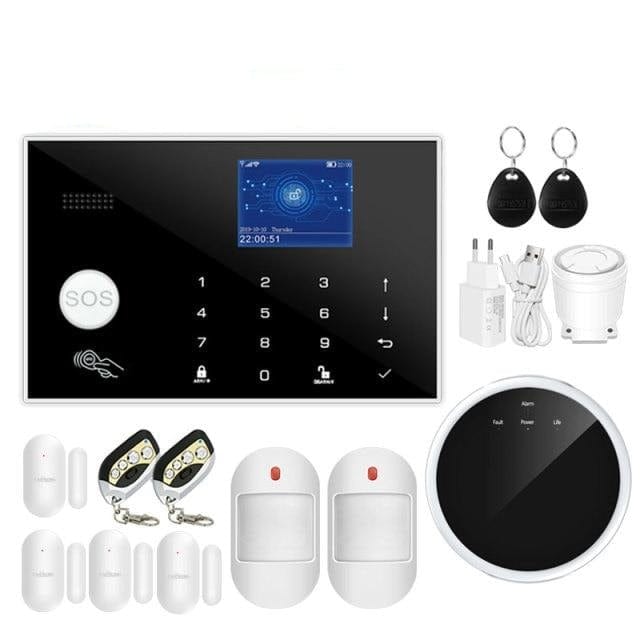 Wifi GSM Alarm System 433MHz Home Burglar Security Alarm Wireless Wired Detector RFID Touch Keyboard Temperature Humidity Alexa - east2cart.uk