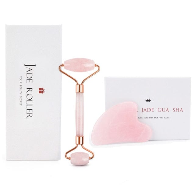 Natural Rose Quartz Roller Facial Jade Roller Stone Gua sha Scraper Face Lifting Massage Skin Eye Body Massager Beauty Care Tool - east2cart.uk