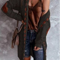 Vintage Long Sleeve Hooded Cardigan