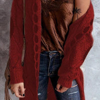 Vintage Long Sleeve Hooded Cardigan