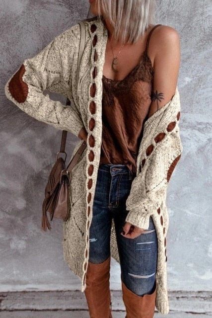 Vintage Long Sleeve Hooded Cardigan