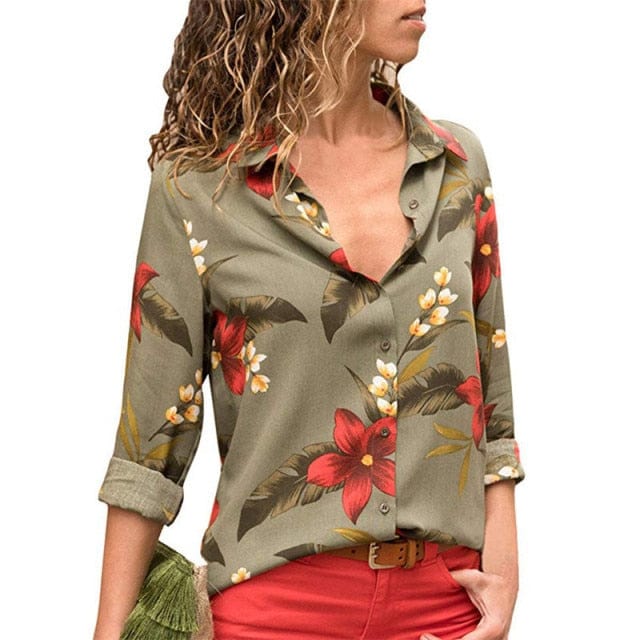 Floral Print Long Sleeve Shirt - east2cart.uk