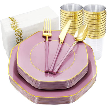 50PCS Disposable Pink Purple Dinner Plates - east2cart.uk