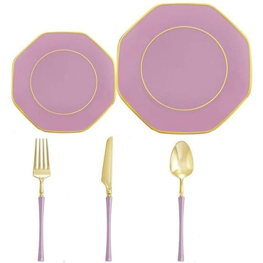 50PCS Disposable Pink Purple Dinner Plates - east2cart.uk