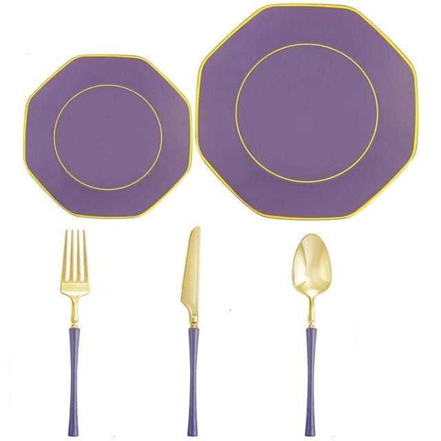 50PCS Disposable Pink Purple Dinner Plates - east2cart.uk