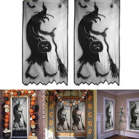 Halloween Black Lace Window Curtain Decoration