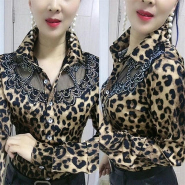 Long-sleeved Female Bottoming Shirts Women's Spring Autumn Foreign style Lace Stitching Ladies chiffon Shirt ins floral Top Coat - east2cart.uk