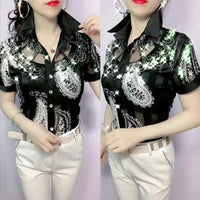 Long-sleeved Female Bottoming Shirts Women's Spring Autumn Foreign style Lace Stitching Ladies chiffon Shirt ins floral Top Coat - east2cart.uk
