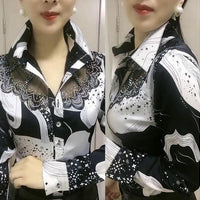 Long-sleeved Female Bottoming Shirts Women's Spring Autumn Foreign style Lace Stitching Ladies chiffon Shirt ins floral Top Coat - east2cart.uk