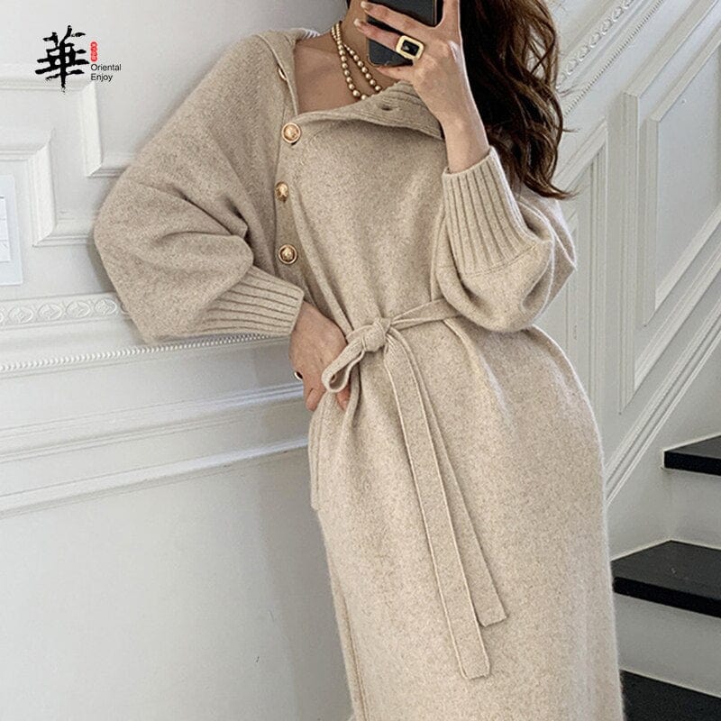 Solid Knitted Winter Dress