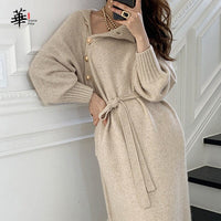 Solid Knitted Winter Dress