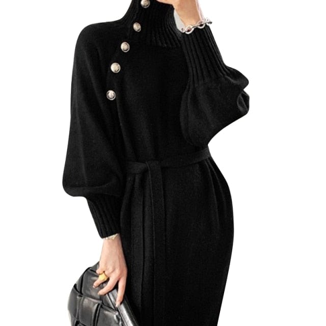 Solid Knitted Winter Dress