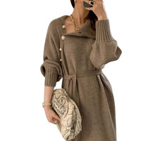 Solid Knitted Winter Dress