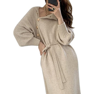 Solid Knitted Winter Dress