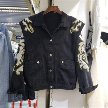 Ladies Rhinestone Denim Jeans Jacket