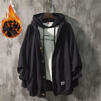 Thick Solid Color Hoodie Tops