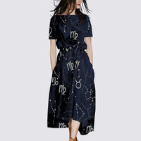French Print Mid-Length Dress - east2cart.uk