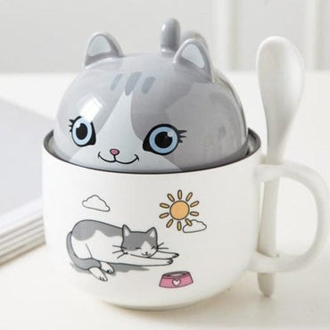 New 350ml Kawaii Shiba Inu Mug Cute Cartoon Ceramics Mug With Lid and Spoon Coffee Milk Tea Mugs Breakfast Cups Drinkware Gifts - east2cart.uk