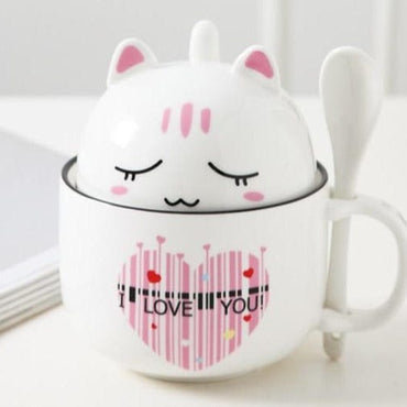 New 350ml Kawaii Shiba Inu Mug Cute Cartoon Ceramics Mug With Lid and Spoon Coffee Milk Tea Mugs Breakfast Cups Drinkware Gifts - east2cart.uk