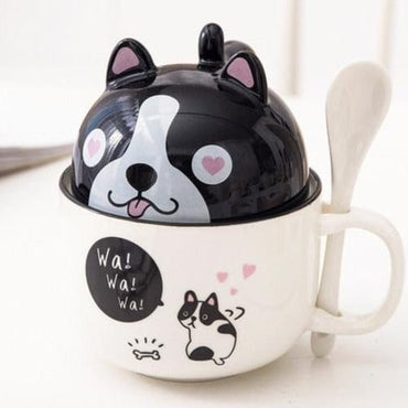 New 350ml Kawaii Shiba Inu Mug Cute Cartoon Ceramics Mug With Lid and Spoon Coffee Milk Tea Mugs Breakfast Cups Drinkware Gifts - east2cart.uk