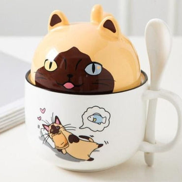 New 350ml Kawaii Shiba Inu Mug Cute Cartoon Ceramics Mug With Lid and Spoon Coffee Milk Tea Mugs Breakfast Cups Drinkware Gifts - east2cart.uk