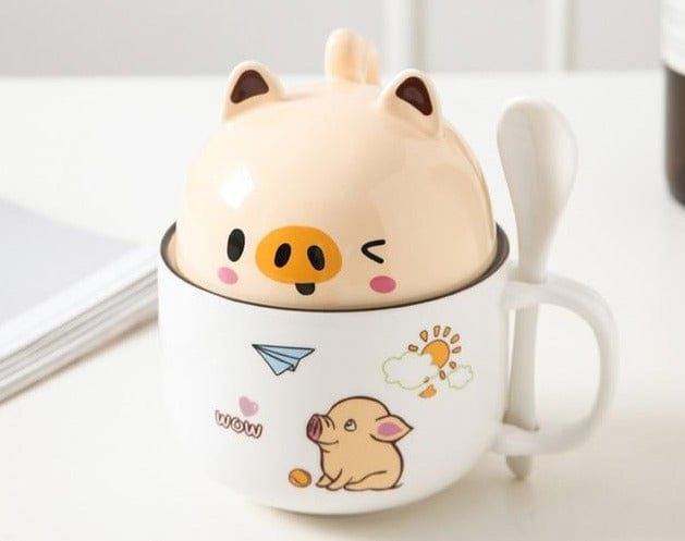 New 350ml Kawaii Shiba Inu Mug Cute Cartoon Ceramics Mug With Lid and Spoon Coffee Milk Tea Mugs Breakfast Cups Drinkware Gifts - east2cart.uk