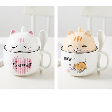 New 350ml Kawaii Shiba Inu Mug Cute Cartoon Ceramics Mug With Lid and Spoon Coffee Milk Tea Mugs Breakfast Cups Drinkware Gifts - east2cart.uk