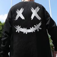 Hip Hop Smiley Print Sweat Top