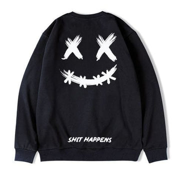 Hip Hop Smiley Print Sweat Top