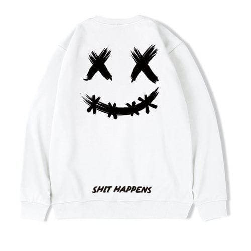 Hip Hop Smiley Print Sweat Top