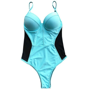 Vamos Todos 2021 Summer Side Mesh Bathing Swimming Suit For Women One Piece Swimsuit Women Underwire Push Up Swimwear High Waist - east2cart.uk