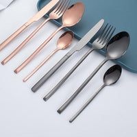 Pink Gold Cutlery Set Stainless Steel Dinnerware Set 24Pcs Knives Forks Coffee Spoons Flatware Set Kitchen Dinner Tableware Set - east2cart.uk