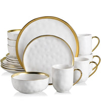 16/32/48 Piece Dinnerware Set with Gold Trim