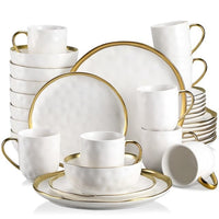 16/32/48 Piece Dinnerware Set with Gold Trim