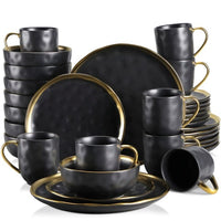 16/32/48 Piece Dinnerware Set with Gold Trim
