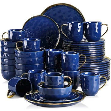 16/32/48 Piece Dinnerware Set with Gold Trim