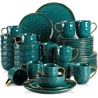 16/32/48 Piece Dinnerware Set with Gold Trim