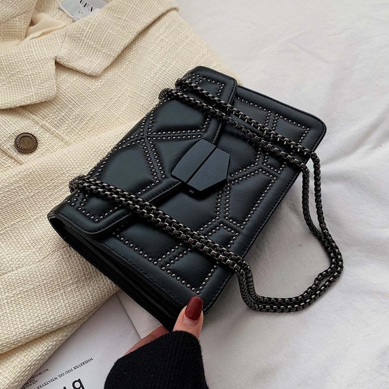 LEFTSIDE Rivet Chain Brand PU Leather Crossbody Bags For Women 2021 Simple Fashion Shoulder Bag Lady Luxury Small Handbags - east2cart.uk