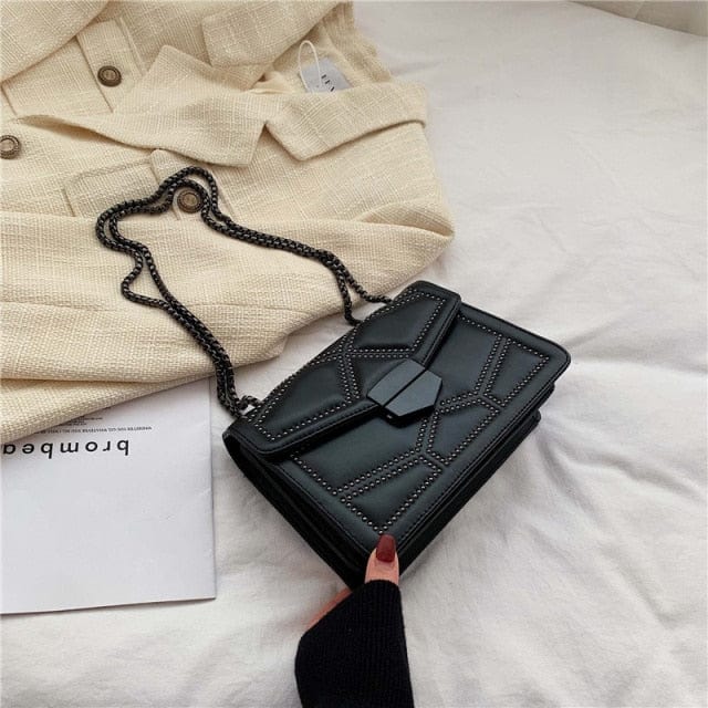 LEFTSIDE Rivet Chain Brand PU Leather Crossbody Bags For Women 2021 Simple Fashion Shoulder Bag Lady Luxury Small Handbags - east2cart.uk