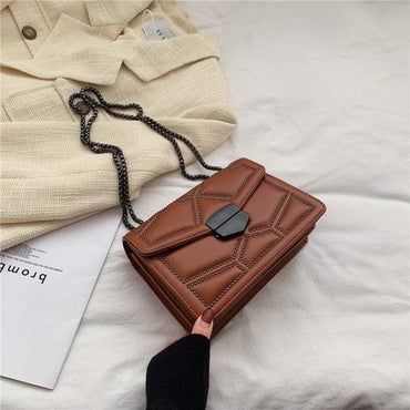 LEFTSIDE Rivet Chain Brand PU Leather Crossbody Bags For Women 2021 Simple Fashion Shoulder Bag Lady Luxury Small Handbags - east2cart.uk