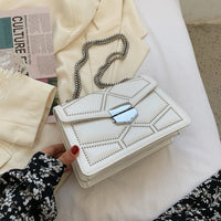 LEFTSIDE Rivet Chain Brand PU Leather Crossbody Bags For Women 2021 Simple Fashion Shoulder Bag Lady Luxury Small Handbags - east2cart.uk