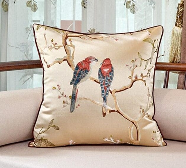 Chinese Embroidered Bird Sofa Cushion Covers - east2cart.uk