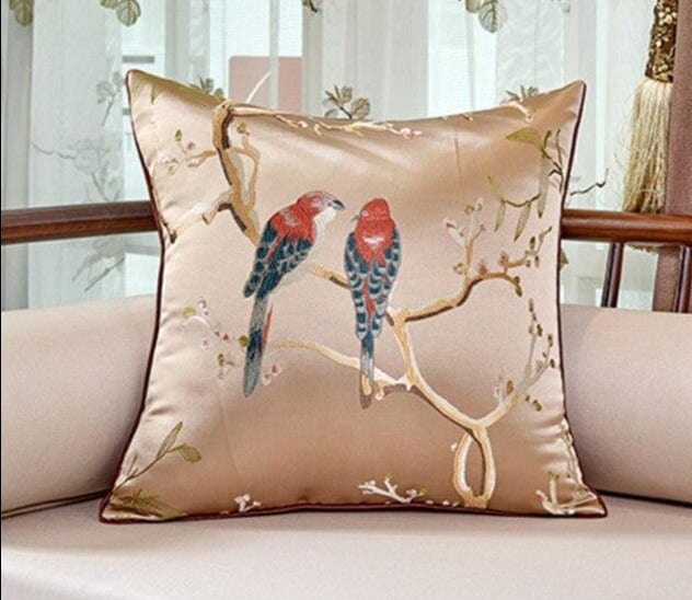 Chinese Embroidered Bird Sofa Cushion Covers - east2cart.uk