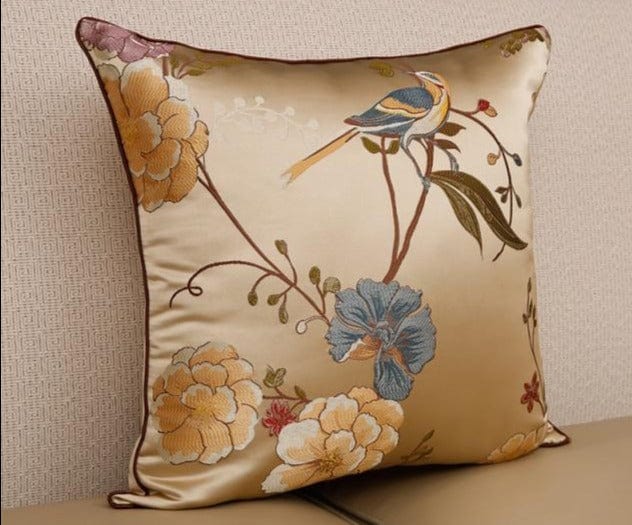 Chinese Embroidered Bird Sofa Cushion Covers - east2cart.uk