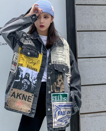 Vintage Pattern Denim Jacket