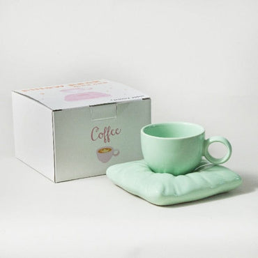 Nordic Style Ceramic Cup with Pillow Coaster Creative Couple Coffee Cup Tea Cups Saucers Christmas Gift Box Set Drinkware - east2cart.uk