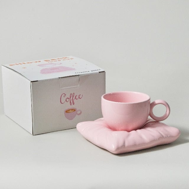 Nordic Style Ceramic Cup with Pillow Coaster Creative Couple Coffee Cup Tea Cups Saucers Christmas Gift Box Set Drinkware - east2cart.uk