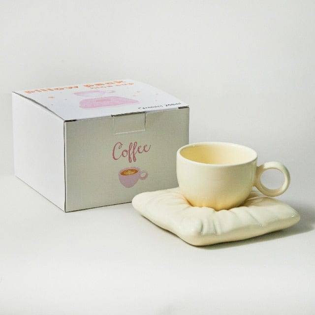 Nordic Style Ceramic Cup with Pillow Coaster Creative Couple Coffee Cup Tea Cups Saucers Christmas Gift Box Set Drinkware - east2cart.uk