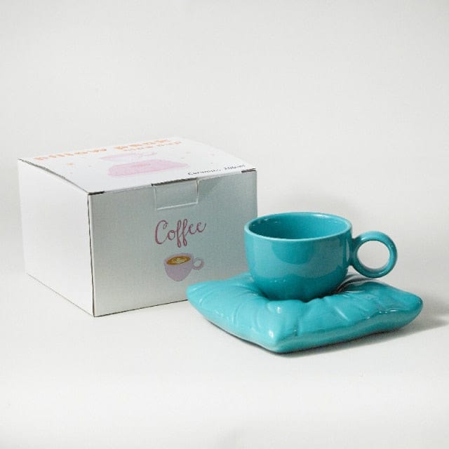 Nordic Style Ceramic Cup with Pillow Coaster Creative Couple Coffee Cup Tea Cups Saucers Christmas Gift Box Set Drinkware - east2cart.uk