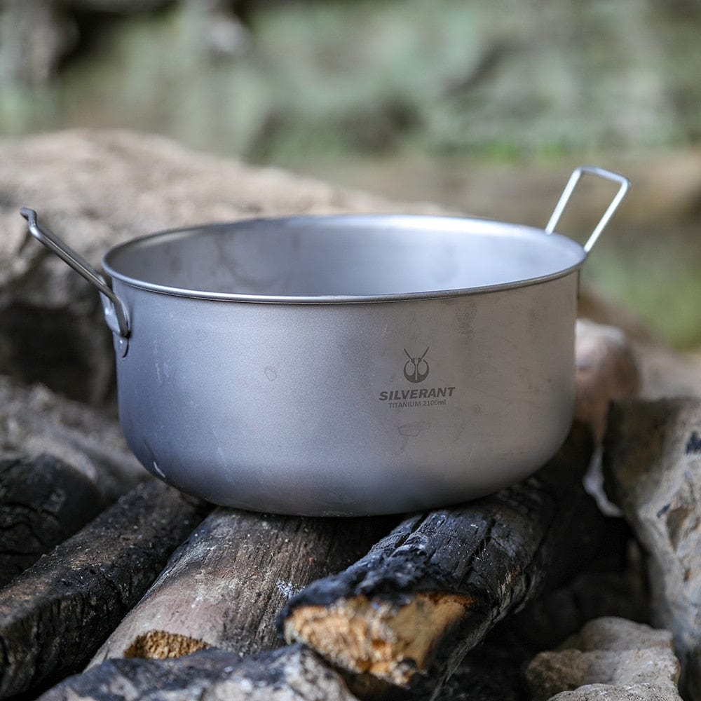 2100ml Ultralight Titanium Camping Cooking Pot